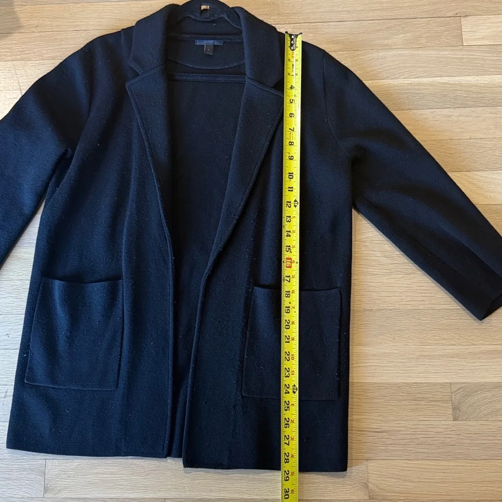 100% Merino Wool Black mid length Cardigan, M - Picture 2 of 4